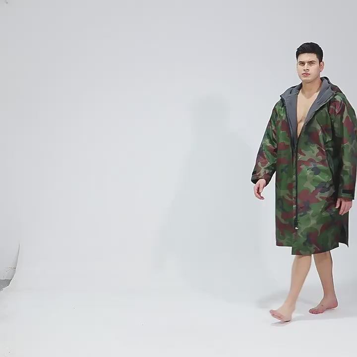 Regatta Dry Robe – Unisex All-Season Camo Hooded Waterproof Windproof Swim Parka with Towel Lining | BCM022