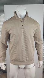 Men's Stand Collar Jacquard Knit Sweater Lightweight Long Sleeve Casual Pullover for Spring & Autumn | DF-4