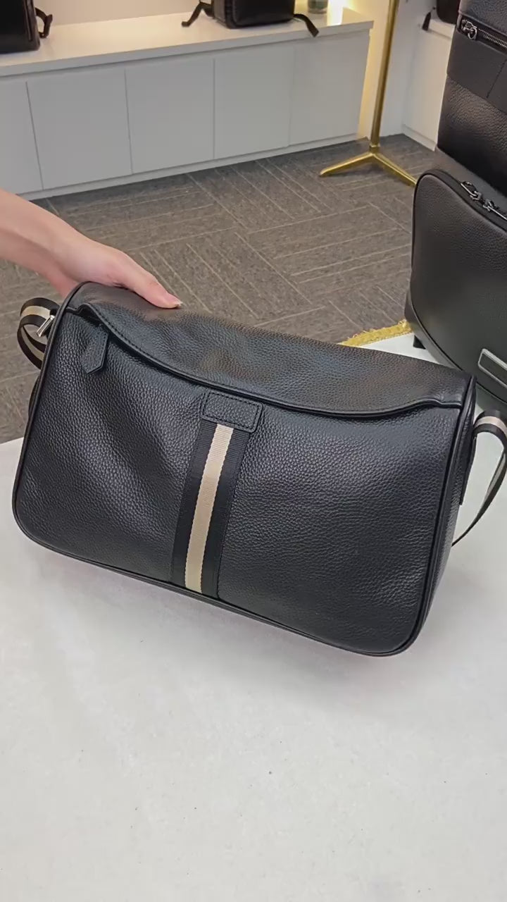 Cafen Kelvri Men’s Leather Shoulder Bag – Genuine Cowhide Crossbody Satchel UK | 88530-1