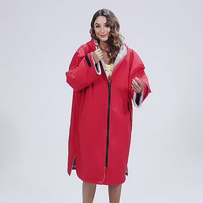 NEWAYSPORT Fleece-Lined Changing Poncho – Windproof Thermal Robe for Surfing & Diving | NEWAYSPORT