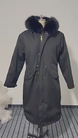 Parka chaude à capuche en véritable fourrure de renard de qualité supérieure avec doublure en véritable fourrure de vison | 209 