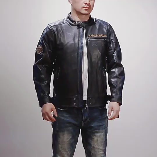 Top Quality Genuine Cowhide Leather Jacket Locomotive Riding Jacket Coat Tide | HA115