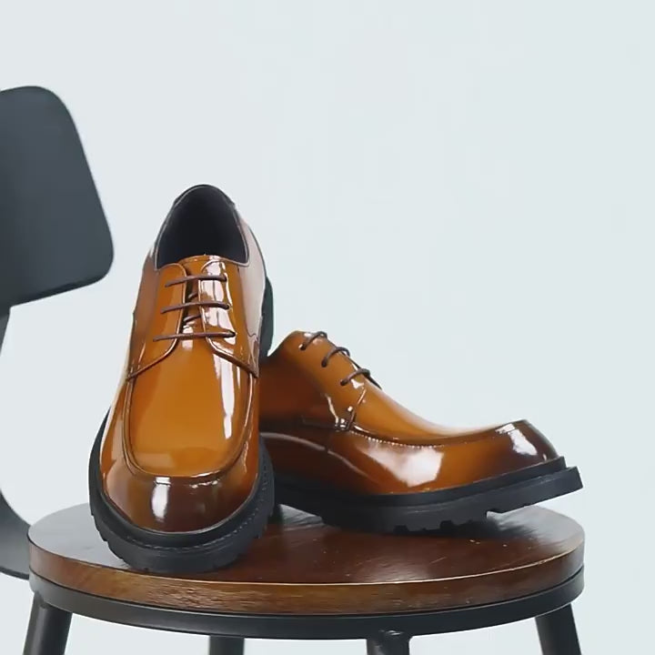 Farvarwo Men's Genuine Leather Derby Shoes | Thick Sole Business Oxfords with Height Boost | Formal Casual Round Toe Footwear | 23552