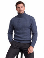 Men's Cable Knit Turtleneck Sweater 2026 Winter Slim Fit Pullover | Warm Viscose Blend Knitwear