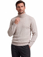 Men's Cable Knit Turtleneck Sweater 2026 Winter Slim Fit Pullover | Warm Viscose Blend Knitwear