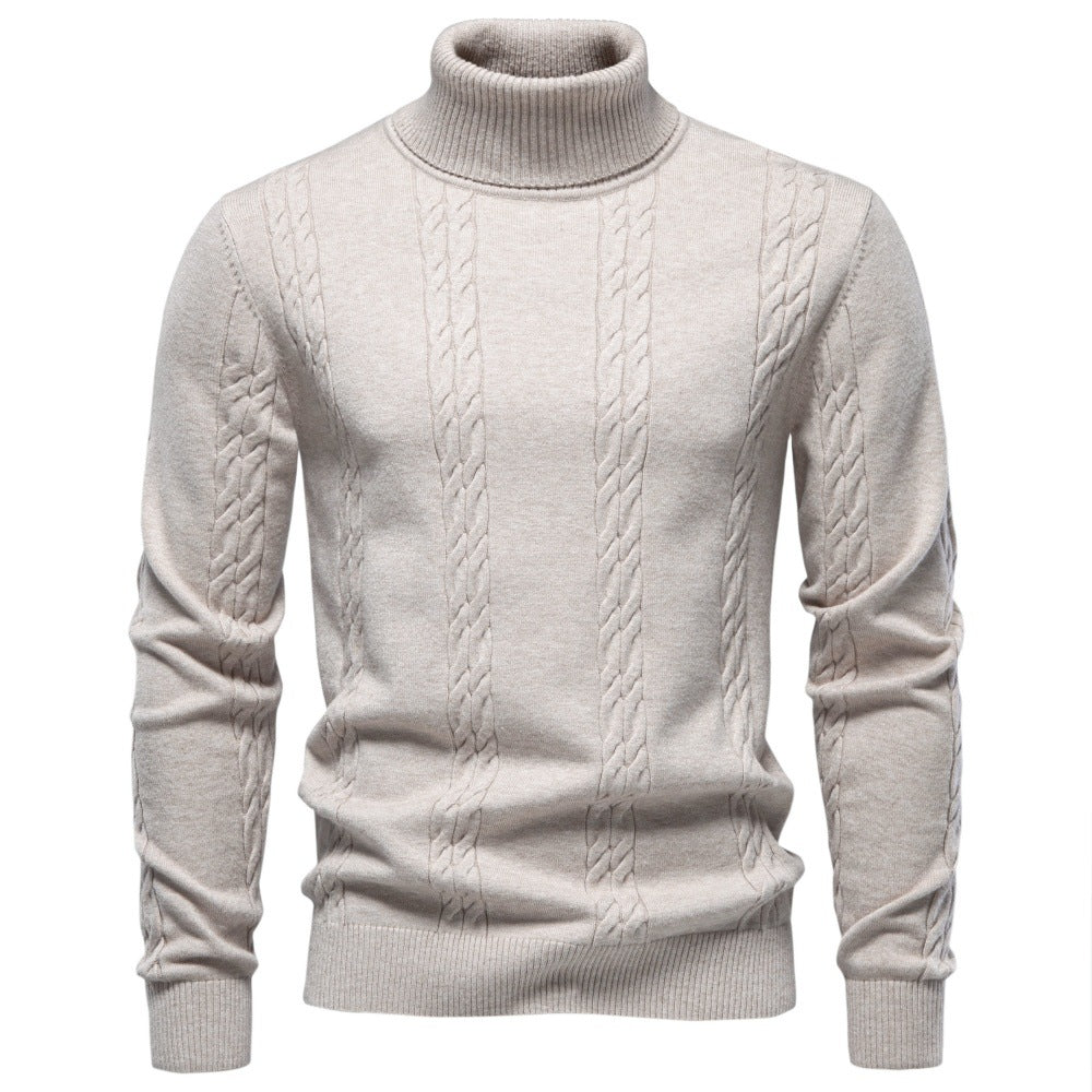 Men's Cable Knit Turtleneck Sweater 2026 Winter Slim Fit Pullover | Warm Viscose Blend Knitwear