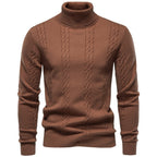 Men's Cable Knit Turtleneck Sweater 2026 Winter Slim Fit Pullover | Warm Viscose Blend Knitwear