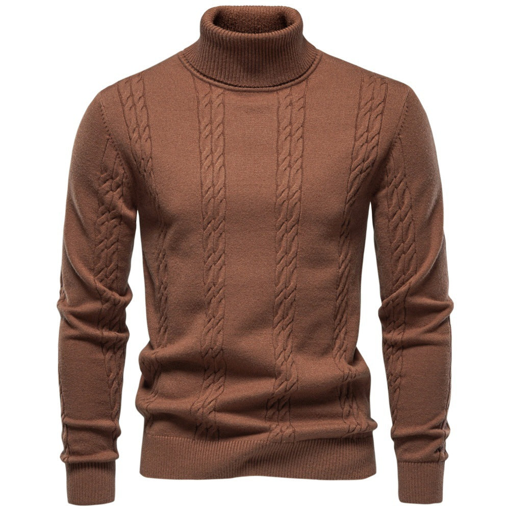 Men's Cable Knit Turtleneck Sweater 2026 Winter Slim Fit Pullover | Warm Viscose Blend Knitwear