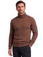 Men's Cable Knit Turtleneck Sweater 2026 Winter Slim Fit Pullover | Warm Viscose Blend Knitwear