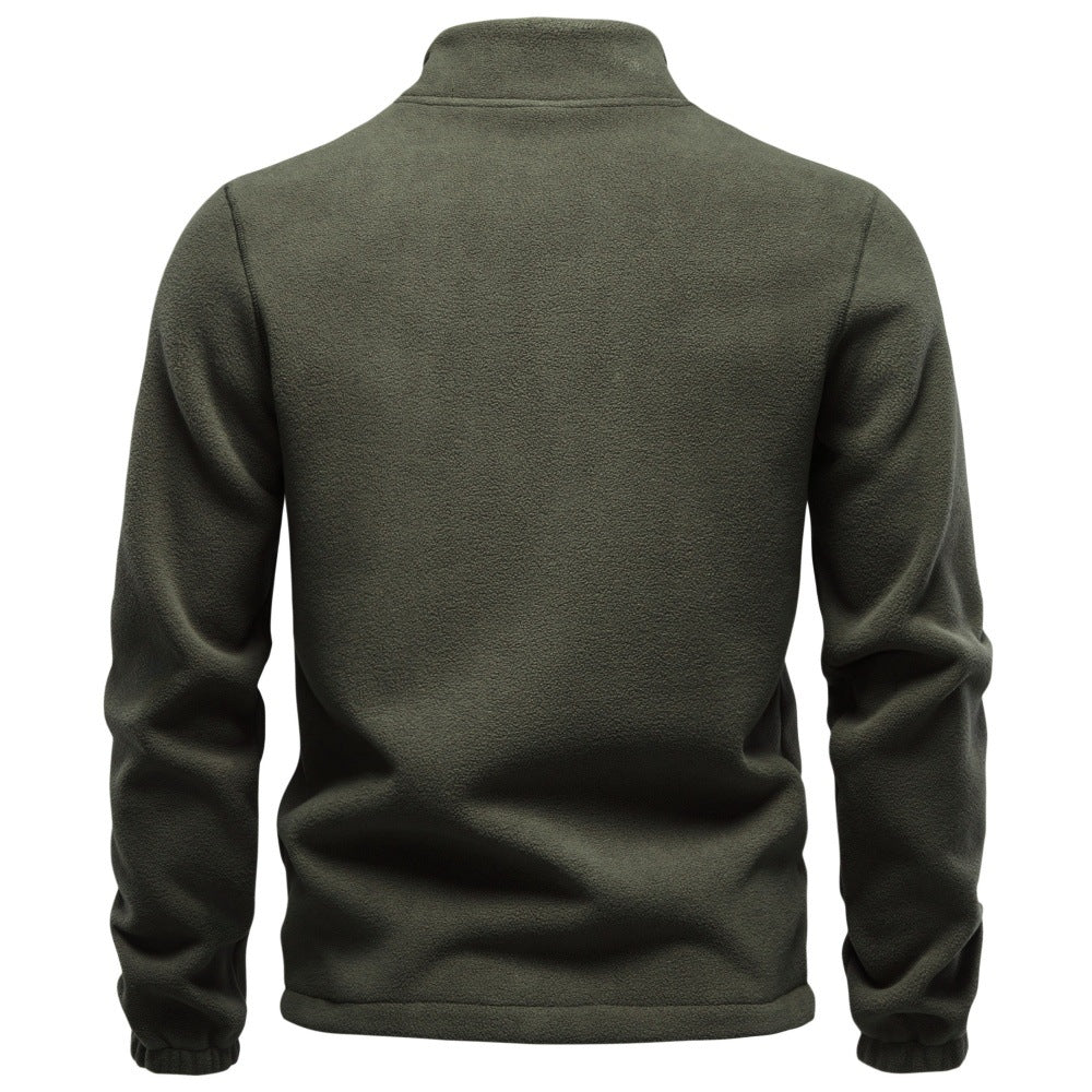 Men's Fleece-Lined Thermal Sweatshirt | 2026 Winter Outdoor Pullover with Zip Collar | Warm Sherpa Fleece Top | HD3059