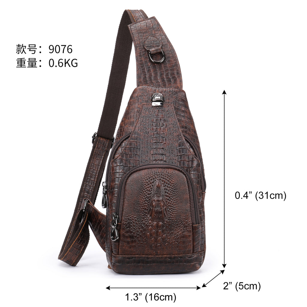 Men's Business Shoulder Bag Elegant Crocodile Pattern for Professional Style | 9076