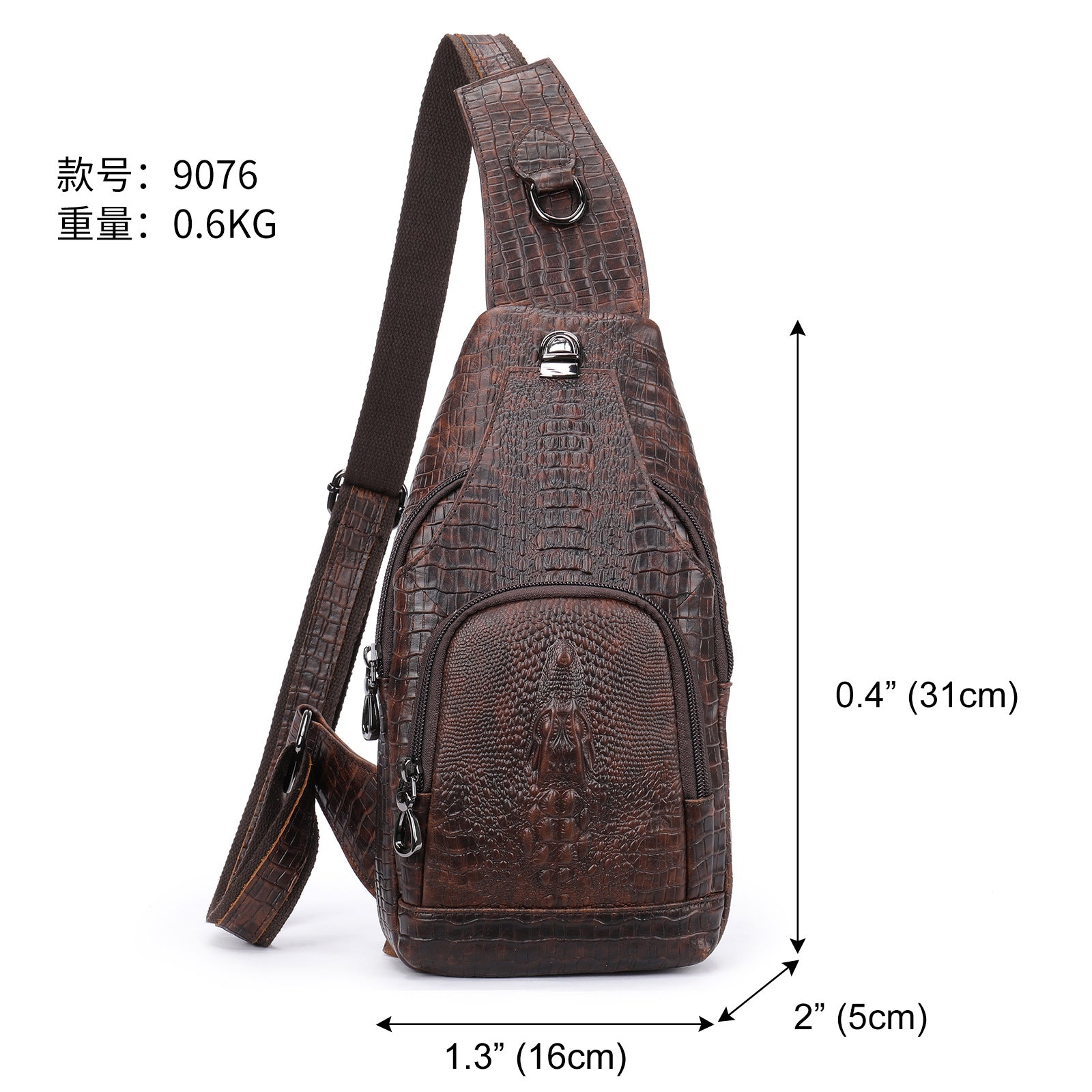 Men's Business Shoulder Bag Elegant Crocodile Pattern for Professional Style | 9076