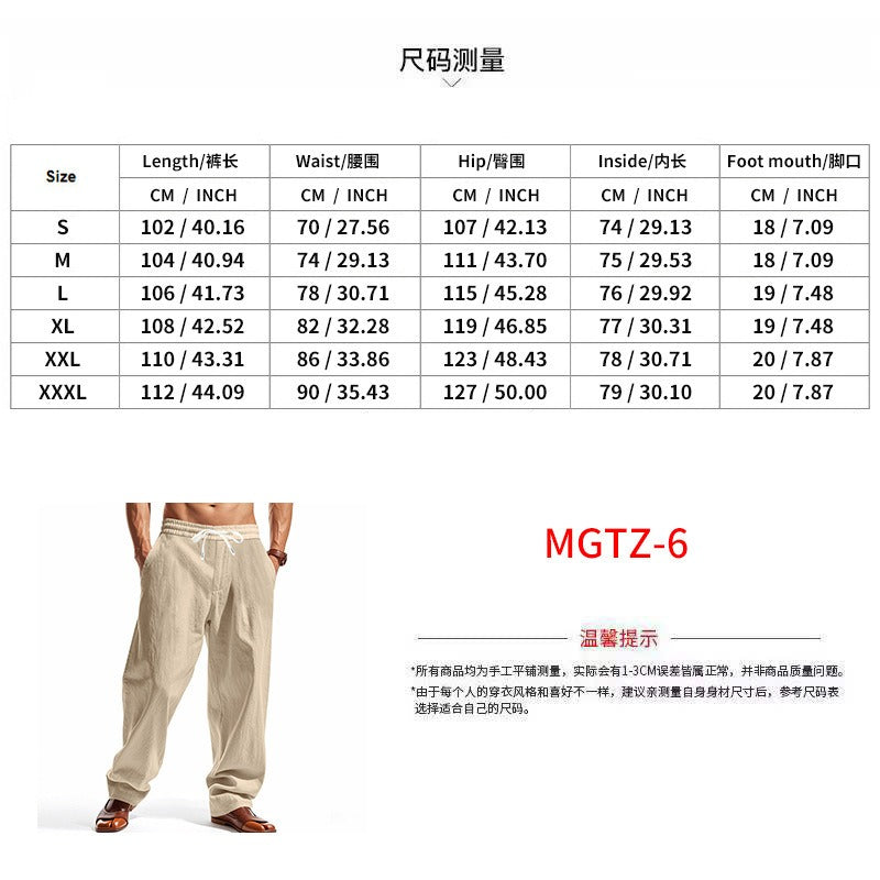 Men’s Relaxed Fit Linen Cargo Pants | Breathable Summer Wear Trousers | MGTZ-6