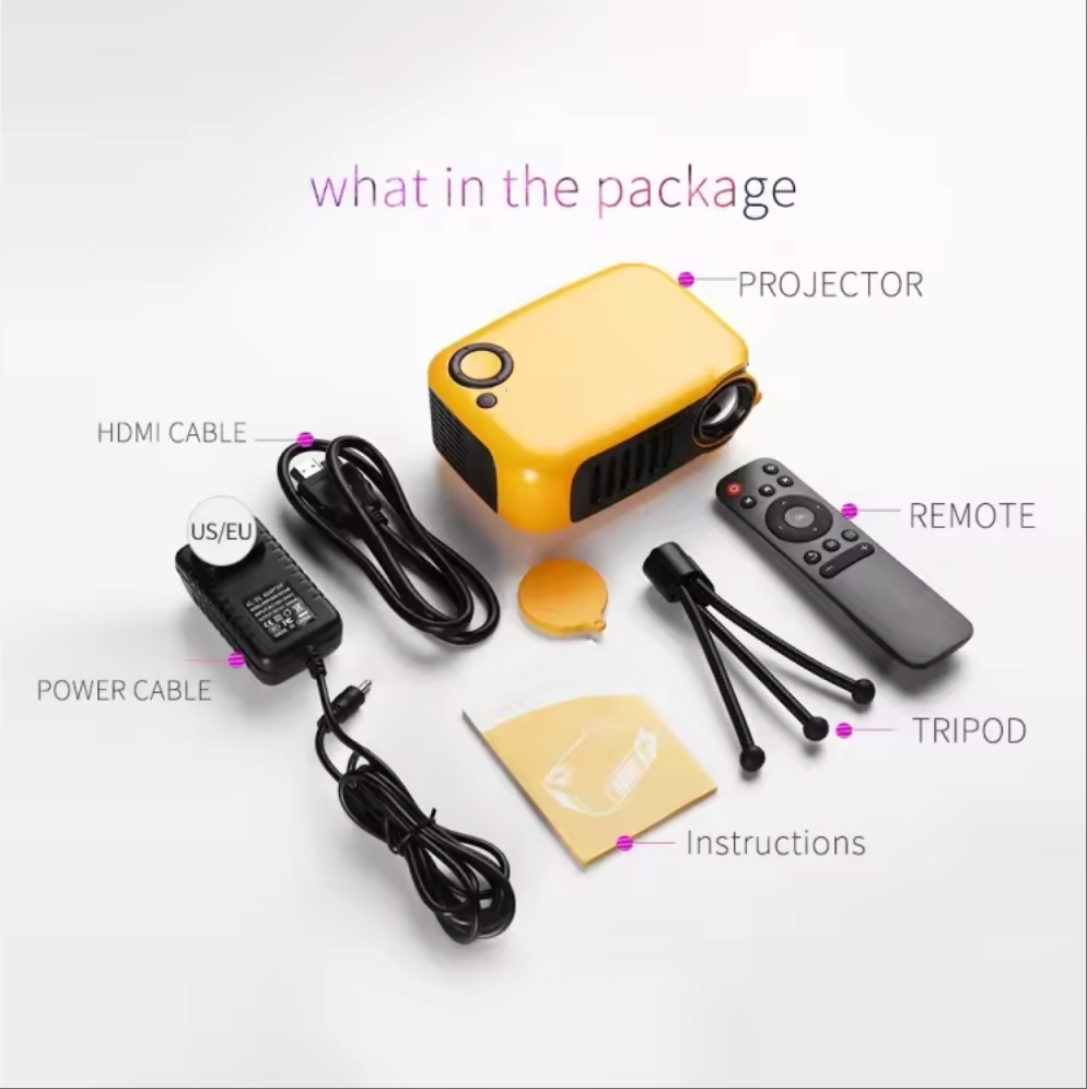 TRANSJEE Mini Projector – Portable Smart LED Home Cinema, Pocket-Sized Mobile Screen, LED Projector for Movies & Gaming | A2000