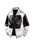 Polaris F1 Racing Jacket | Full Embroidered Premium PU Leather Coat | Unisex Moto Streetwear for Autumn & Winter