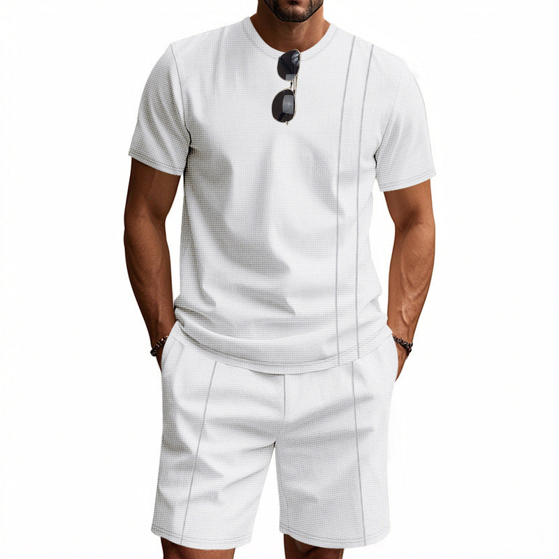 Men's Waffle Texture Lounge Set - 2025 Spring Summer Casual Two-Piece Outfit | CY20