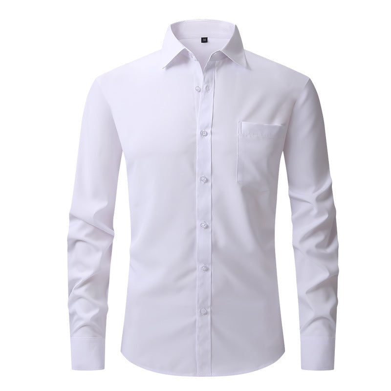 Camicia da uomo elasticizzata formale a maniche lunghe da sposa slim fit, non stirabile | W7 