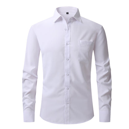 Chemise habillée à manches longues pour homme, coupe slim, élastique, sans repassage | W7 