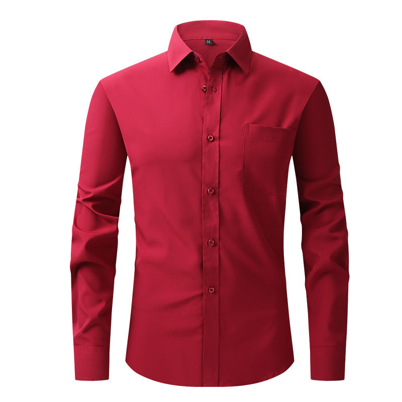 Chemise habillée à manches longues pour homme, coupe slim, élastique, sans repassage | W7 