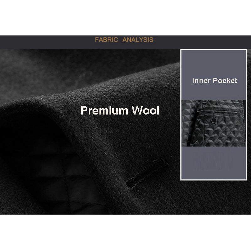 Men’s Premium Fall Trench Coat Wool Blend Long Single Breasted Overcoat | xz5903