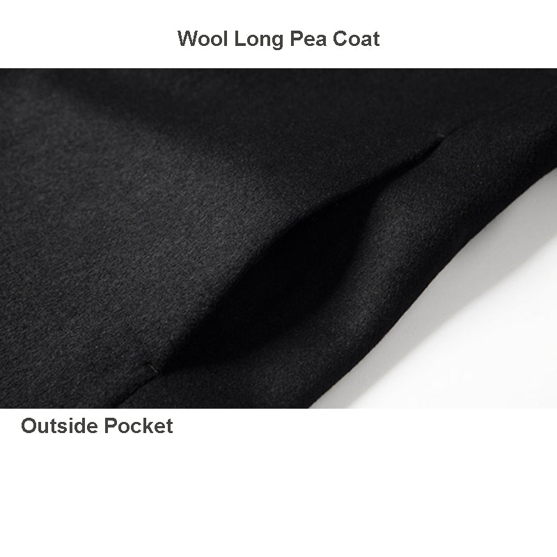 Men’s Premium Wool Overcoat Long Slim Fit Pea Trench Coat | xz5903