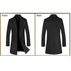 Men’s Premium Fall Trench Coat Wool Blend Long Single Breasted Overcoat | xz5903