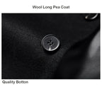 Men’s Premium Wool Overcoat Long Slim Fit Pea Trench Coat | xz5903