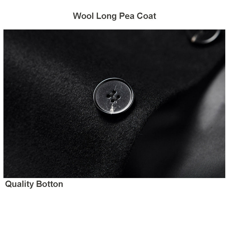 Men’s Premium Wool Overcoat Long Slim Fit Pea Trench Coat | xz5903