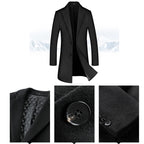 Men’s Premium Fall Trench Coat Wool Blend Long Single Breasted Overcoat | xz5903