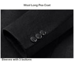 Men’s Premium Wool Overcoat Long Slim Fit Pea Trench Coat | xz5903