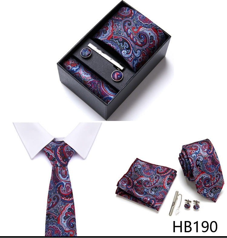 Designer Mens Tie Collection, Eleagnt Gift Box Tie Clips Handkerchief Cufflink Set |  166-201