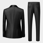 Men's Black Elegant Jacquard 3 Piece Suit Tuxedo - 1953