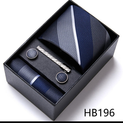 Designer Mens Tie Collection, Eleagnt Gift Box Tie Clips Handkerchief Cufflink Set |  166-201