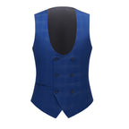 Men's 3 Pieces Slim Fit Suit Plaid Tuxedo Suit Dark Blue Business Wedding Dress Men Classic Formal Jacket Pants Vest