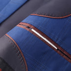 Men's 3 Pieces Slim Fit Suit Plaid Tuxedo Suit Dark Blue Business Wedding Dress Men Classic Formal Jacket Pants Vest