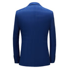 Men's 3 Pieces Slim Fit Suit Plaid Tuxedo Suit Dark Blue Business Wedding Dress Men Classic Formal Jacket Pants Vest