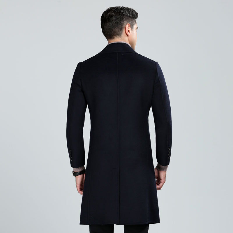 Men s Premium Quality Australian Wool Blend Double Breasted Long Trench Coat XZ338