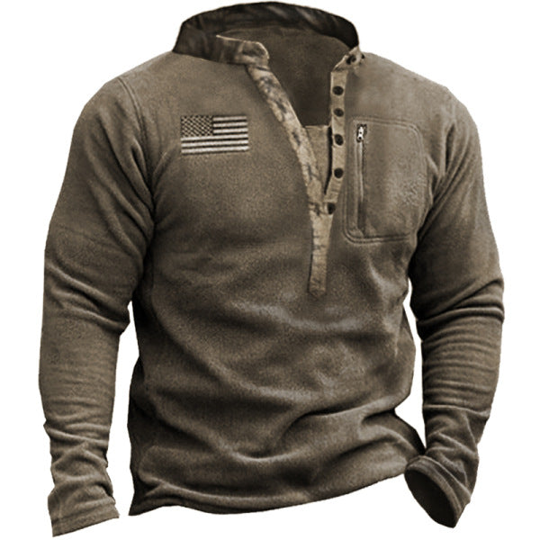 Mens Casual Button Long Sleeve Henley T-Shirts Tactical Military Army Shirts | YLC1