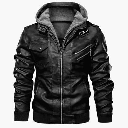 Men's Premium Quality PU Leather Hooded Jacket | 9270