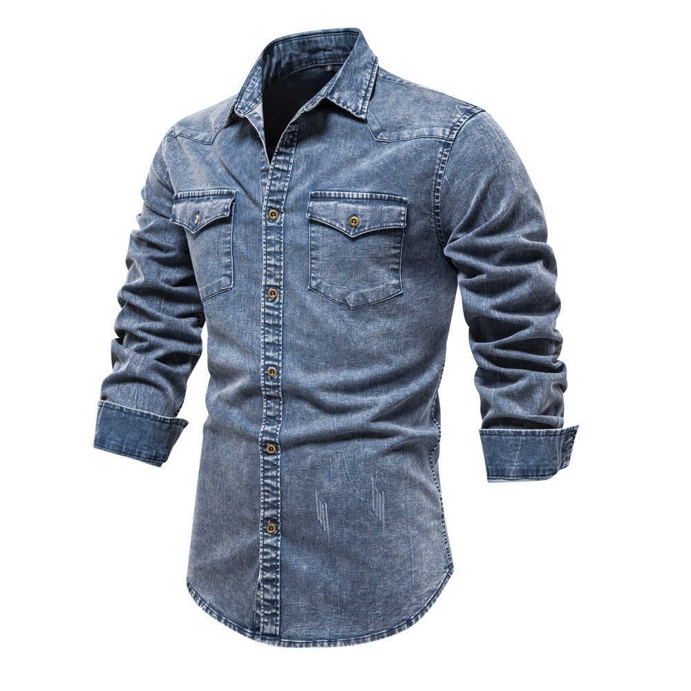 Camicie a maniche lunghe in denim leggero per uomo | 6012