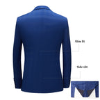Men's 3 Pieces Slim Fit Suit Plaid Tuxedo Suit Dark Blue Business Wedding Dress Men Classic Formal Jacket Pants Vest