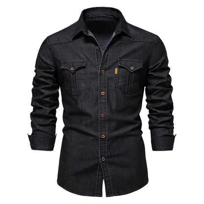 Chemise en jean à manches longues pour homme, coupe slim et décontractée | AX-6003 