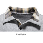 Men's Casual Long Sleeve Plaid Collar Polo Shirt with Pockets | D81