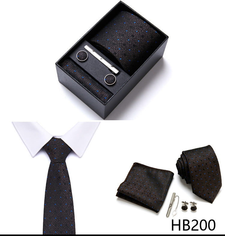 Designer Mens Tie Collection, Eleagnt Gift Box Tie Clips Handkerchief Cufflink Set |  166-201