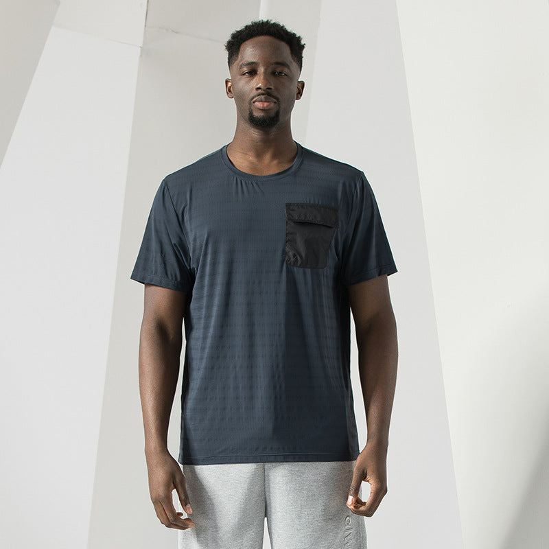 T-shirt à manches courtes pour homme, léger, avec poche poitrine, pour sports de plein air, athlétique | 2213