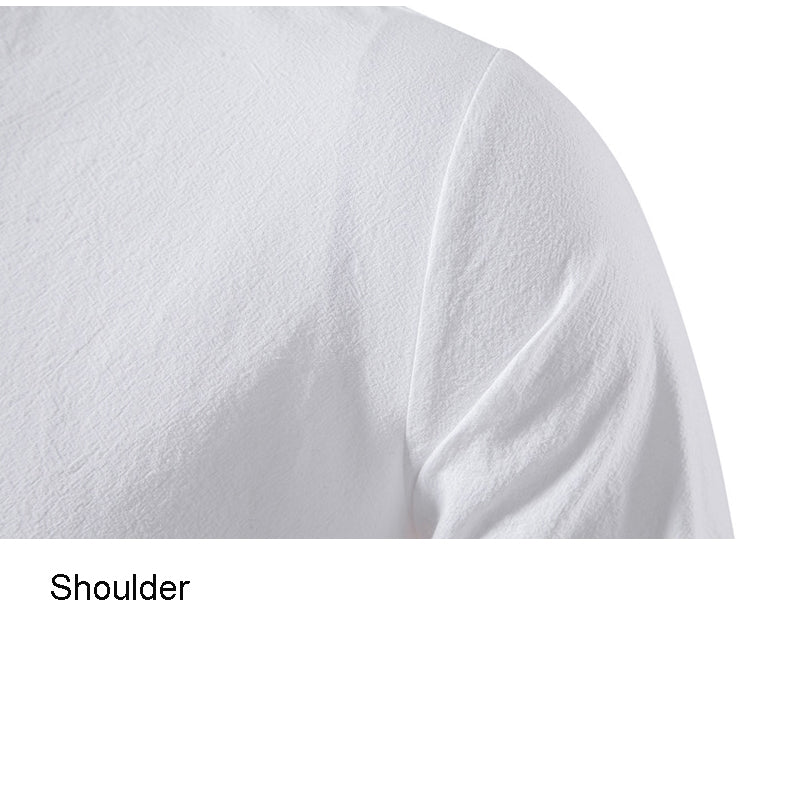 Men's V-Neck Drawstring Cotton Linen Henley Shirt Long Sleeve Hippie Casual Beach T Shirts | A275