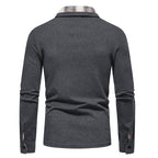 Men's Casual Long Sleeve Plaid Collar Polo Shirt with Pockets | D81