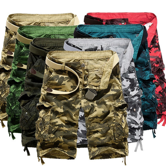 Mens Cotton Camouflage Army Military Cargo Shorts with Multi Pockets-956