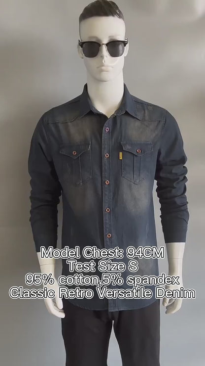 Chemise en jean à manches longues pour homme, coupe slim et décontractée | AX-6003 