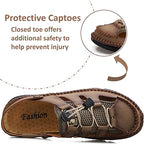 Mens Closed Toe Leather Sandals Athletic Strap Adjustable-7060
